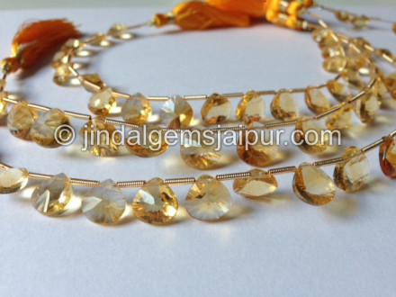 Citrine Double Concave Heart Shape Beads